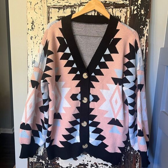 Pink oversized Aztec soft Cardigan. Women’s size XL. - Picture 1 of 6